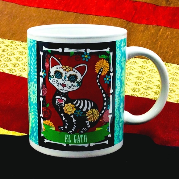 Other - Coffee Mug El Gato Day of the Dead Muerto Cat 12oz